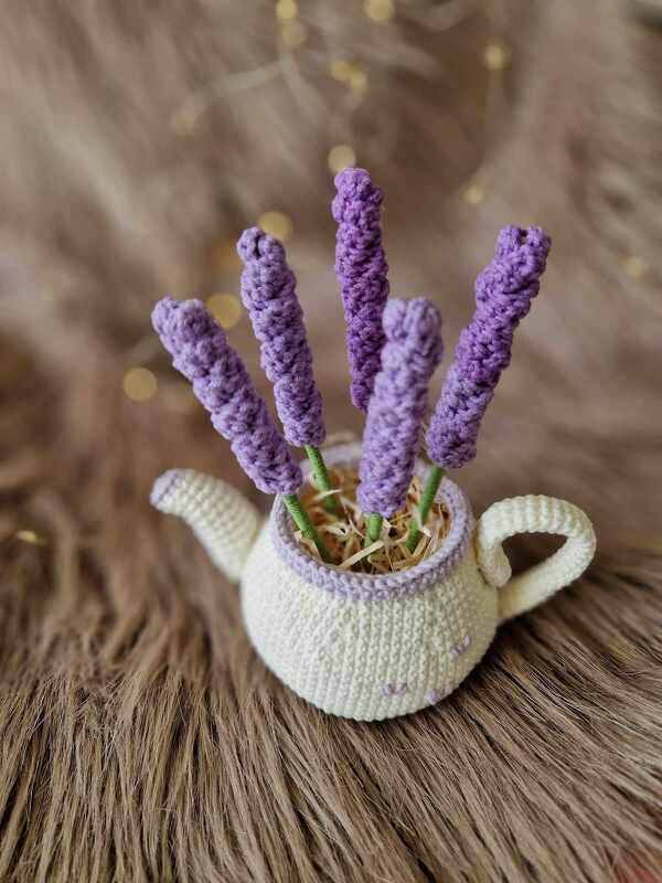 Crochet lavender bouquet in the teapot - Image 6