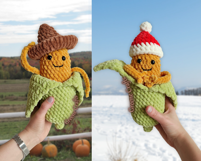Crochet Corn with Mini Sombrero - Plush Toy - Beginner Crochet Pattern