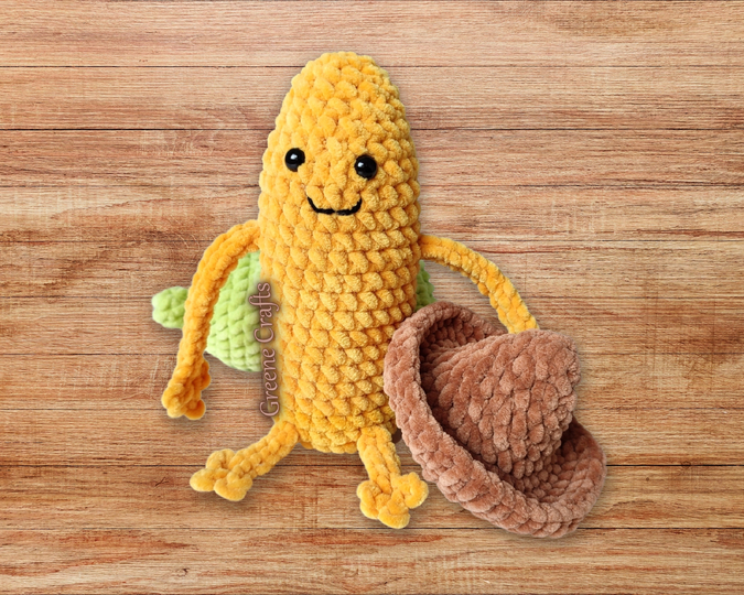 Crochet Corn with Mini Sombrero - Plush Toy - Beginner Crochet Pattern