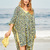 Poncho mit zweifarbigem Lochmuster in Gelb und Blau