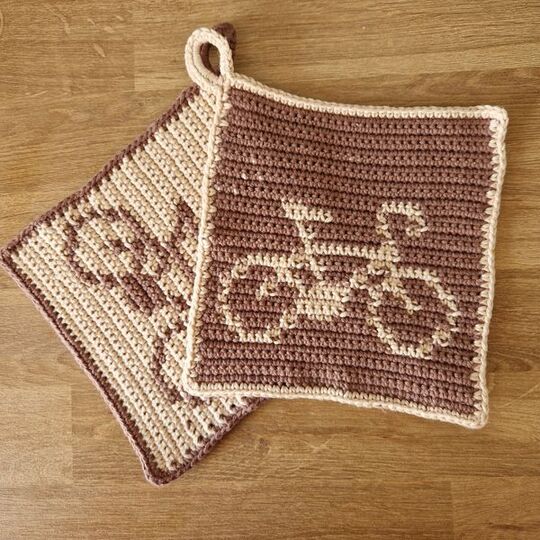 Häkelanleitung Topflappen Fahrrad