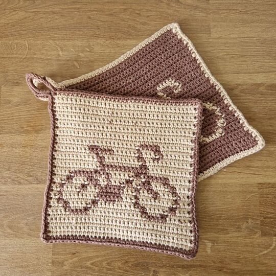 Häkelanleitung Topflappen Fahrrad