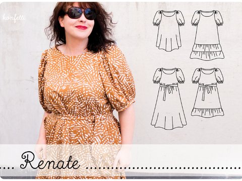 Renate - Damenkleid mit Puffärmel