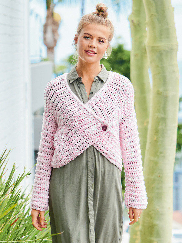 Rosafarbene Jacke in Wickeloptik