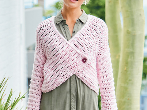 Rosafarbene Jacke in Wickeloptik