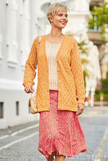 Strick-Twin-Set aus Jacke und Top mit Ajourmuster