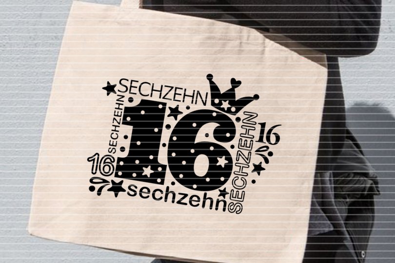Zahl Sechzehn Plotterdatei SVG DXF