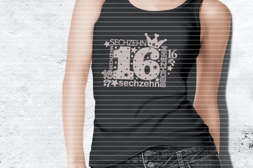 Zahl Sechzehn Plotterdatei SVG DXF