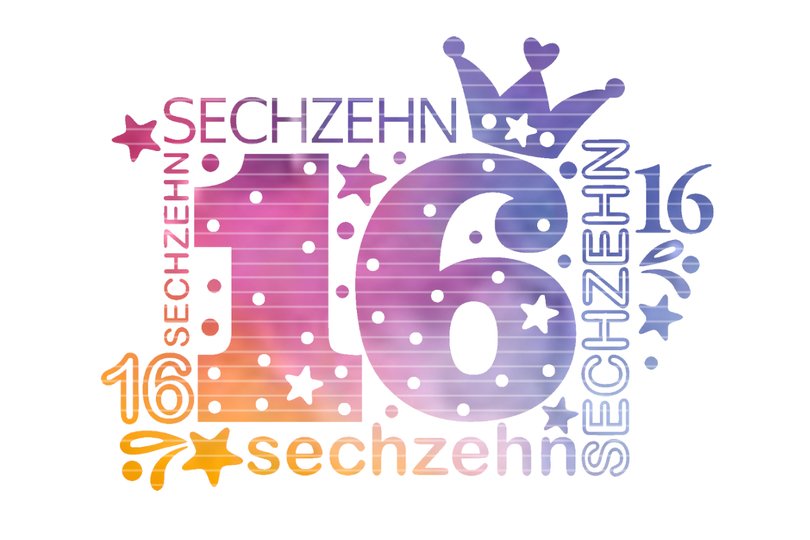 Zahl Sechzehn Plotterdatei SVG DXF