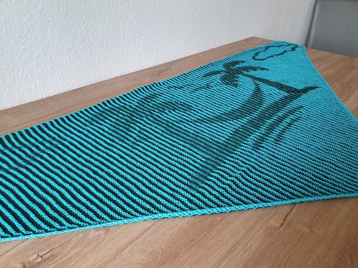 Palmen, Schattenstricken, Illusionsstricken, Motivtuch