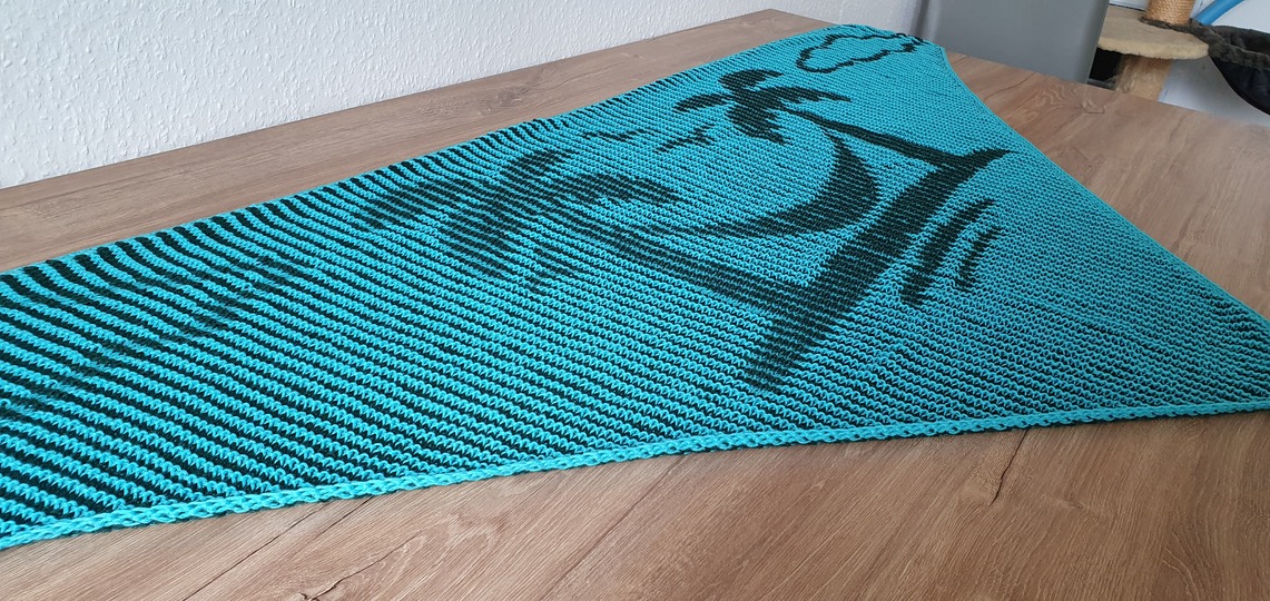 Palmen, Schattenstricken, Illusionsstricken, Motivtuch