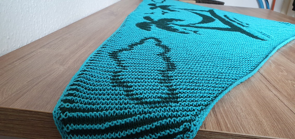 Palmen, Schattenstricken, Illusionsstricken, Motivtuch