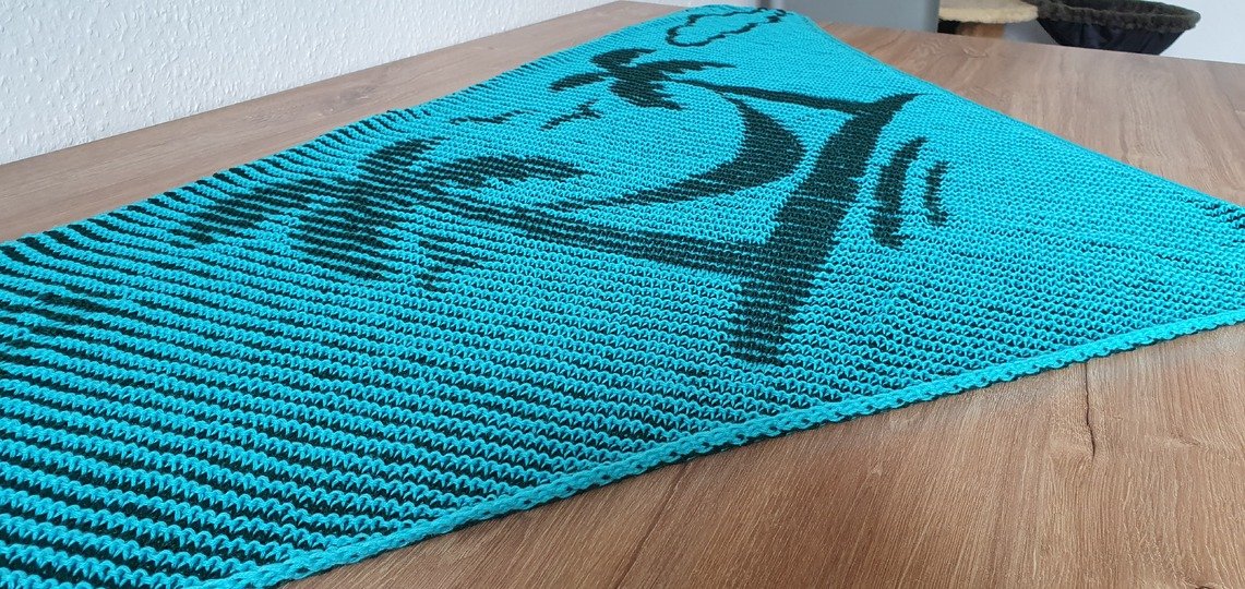 Palmen, Schattenstricken, Illusionsstricken, Motivtuch