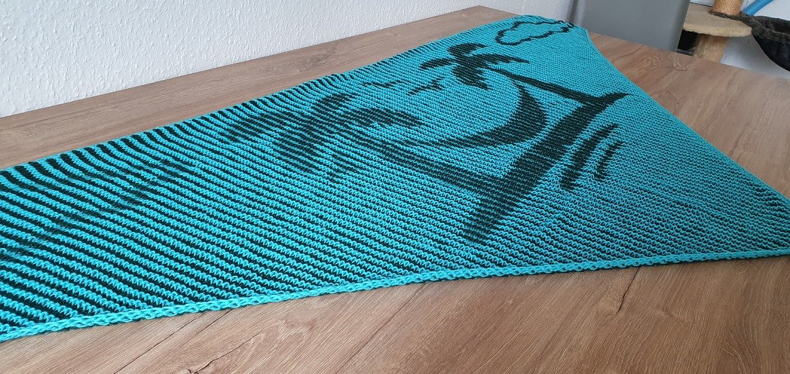 Palmen, Schattenstricken, Illusionsstricken, Motivtuch