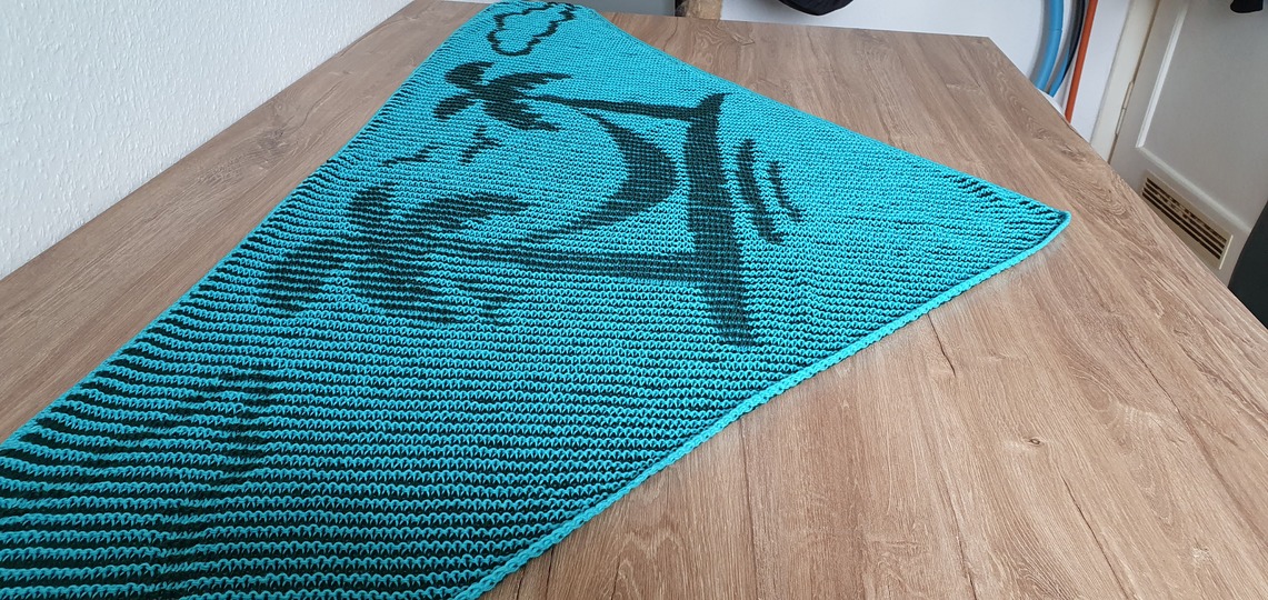 Palmen, Schattenstricken, Illusionsstricken, Motivtuch