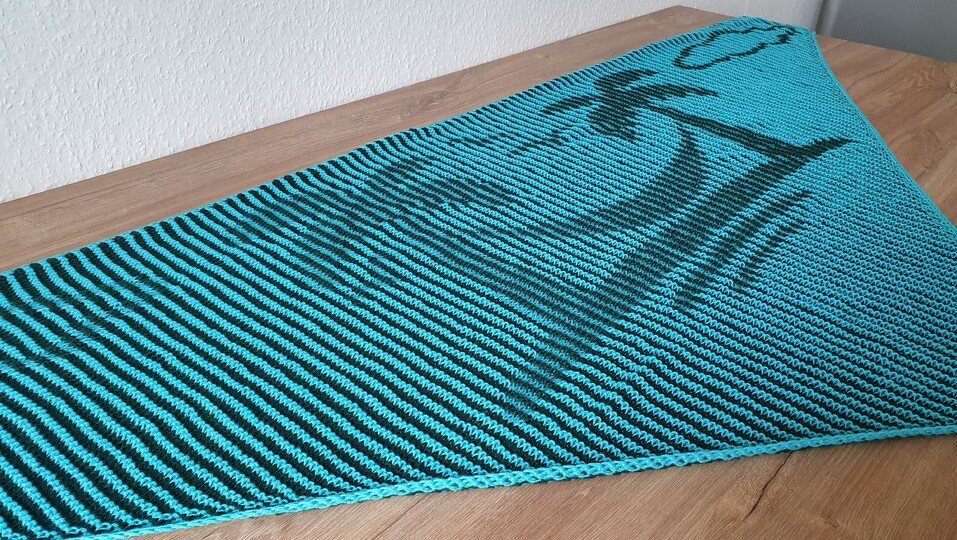 Palms, Shadow Knitting, Illusion Knitting, Motif Shawl