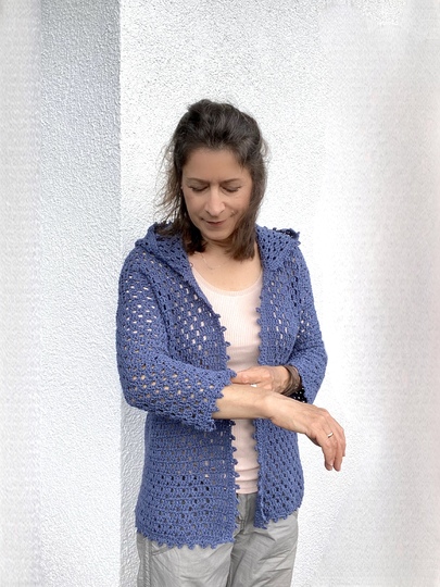 Blue Jeans Hoodie | Cardigan | 7 sizes | Crochet Pattern