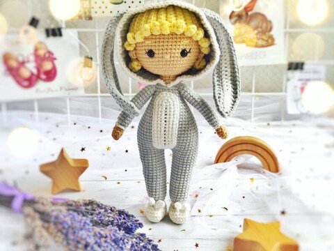 Puppe im Hasenkostüm Häkelmuster