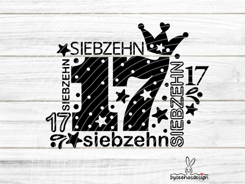 Zahl Siebzehn Plotterdatei SVG DXF