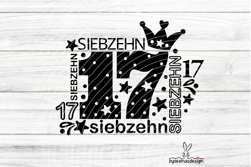 Zahl Siebzehn Plotterdatei SVG DXF