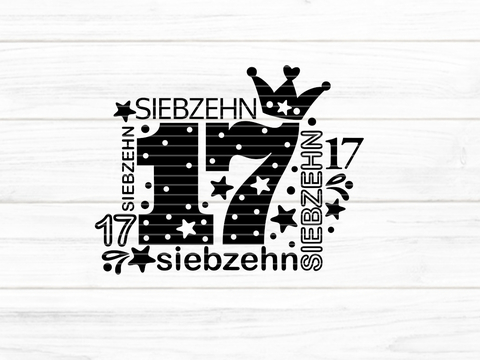 Zahl Siebzehn Plotterdatei SVG DXF FCM