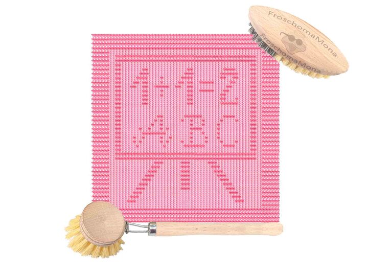 Motiv Deckchen Spültuch „ Schulanfang – Tafel “ Strickanleitung Einschulung