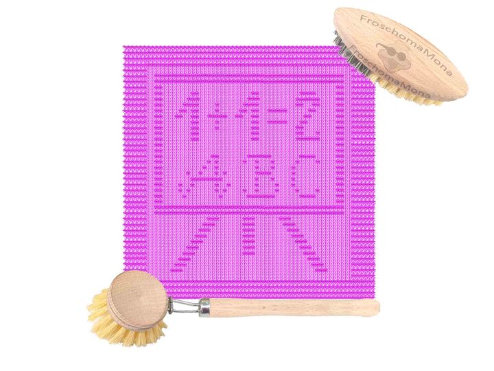Motiv Deckchen Spültuch „ Schulanfang – Tafel “ Strickanleitung Einschulung