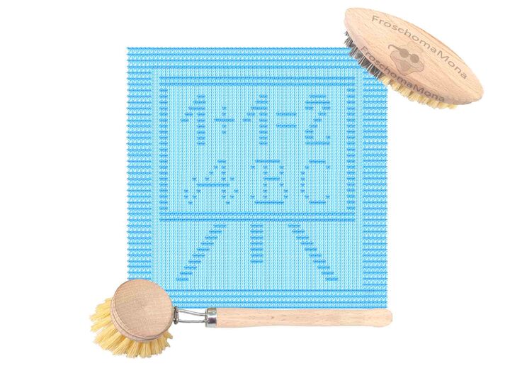 Motiv Deckchen Spültuch „ Schulanfang – Tafel “ Strickanleitung Einschulung