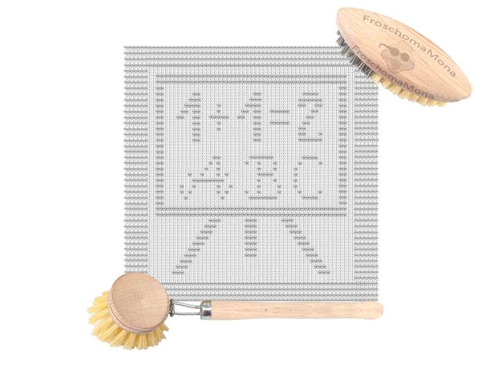 Motiv Deckchen Spültuch „ Schulanfang – Tafel “ Strickanleitung Einschulung