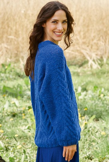 Pullover mit Zopfmuster in Blau