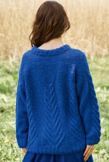 Pullover mit Zopfmuster in Blau