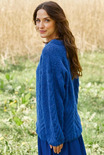Pullover mit Zopfmuster in Blau