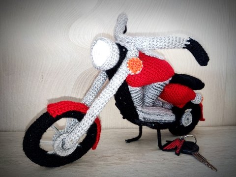 Häkelanleitung Motorrad "Chopper" - PDF -  40 x 20 cm