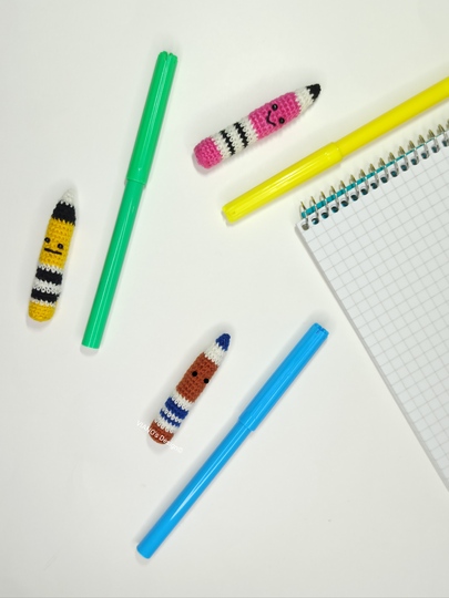 No Sew Crochet Pattern 3in1 Pencils Amigurumi Keychain