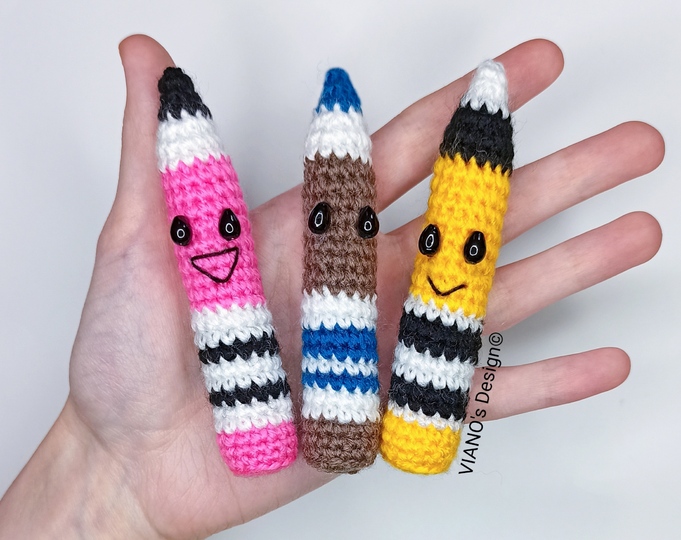 No Sew Crochet Pattern 3in1 Pencils Amigurumi Keychain
