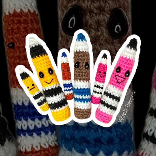 No Sew Crochet Pattern 3in1 Pencils Amigurumi Keychain