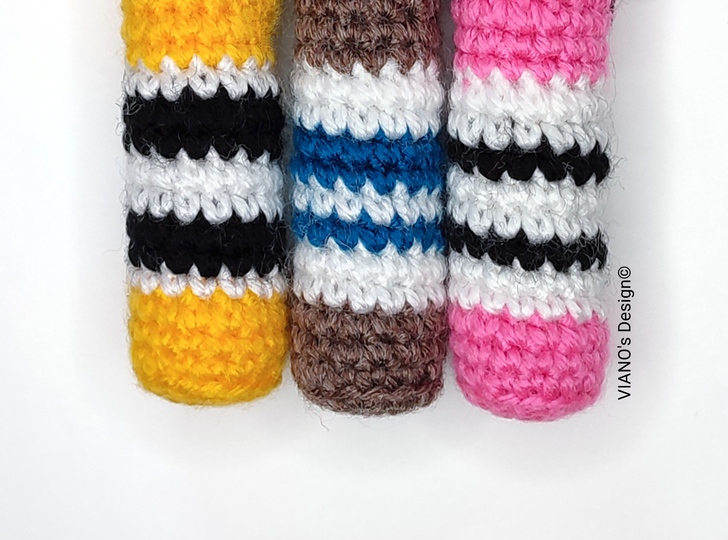 No Sew Crochet Pattern 3in1 Pencils Amigurumi Keychain