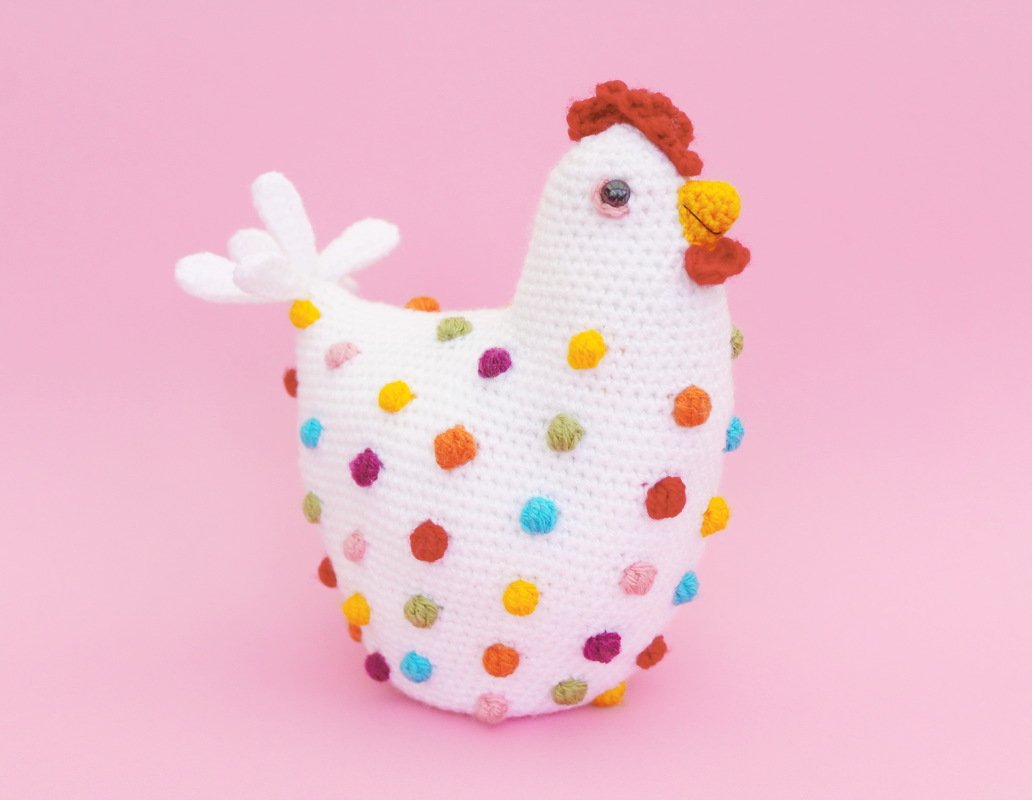 Polka Dots Chicken Amigurumi Easter Decoration Animal Hen