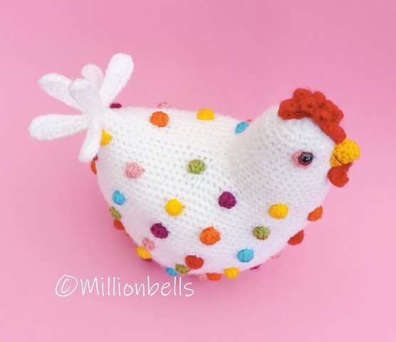 Polka Dots Chicken Amigurumi Easter Decoration Animal Hen - Image 3
