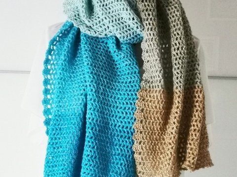 Häkelanleitung für ein rechteckiges Tuch "Ostsee-Urlaub"