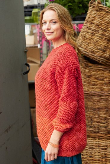 Pullover mit Pikeemuster in Rottönen