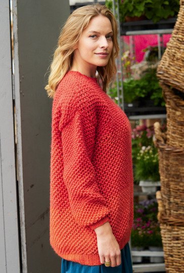 Pullover mit Pikeemuster in Rottönen