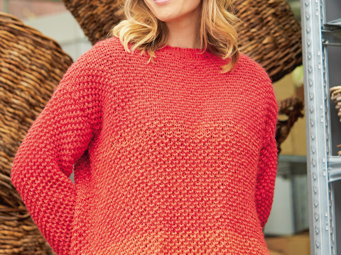 Pullover mit Pikeemuster in Rottönen