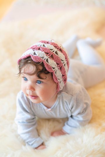 Bonnet / Babymütze "Siv" zweifarbig im Muschelmuster Häkelanleitung // PDF