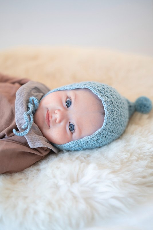 Baby-Zwergenmütze "Pelle" im Muschelmuster mit Bommel Häkelanleitung // PDF - Bild 3