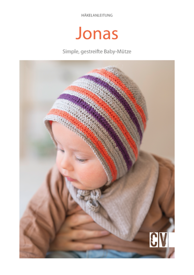 Bonnet / Babymütze "Jonas" gestreift Häkelanleitung // PDF