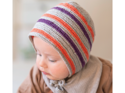 Bonnet / Babymütze "Jonas" gestreift Häkelanleitung // PDF