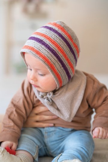 Bonnet / Babymütze "Jonas" gestreift Häkelanleitung // PDF