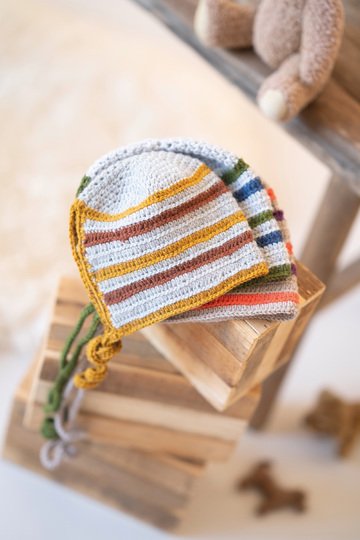 Bonnet / Babymütze "Jonas" gestreift Häkelanleitung // PDF