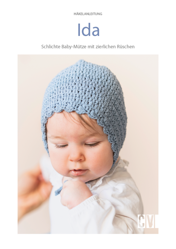 Bonnet / Baby-Mütze "Ida" simpel mit kleiner Rüsche Häkelanleitung // PDF